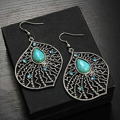 Роскошные серебряные большой цветок с Blue Crystal и бирюзовый Висячие серьги падения