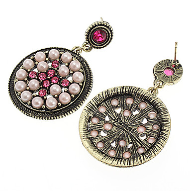 Ретро Сияющий диск Pearl Stud Earrings