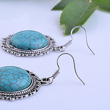 Сплав бирюзовые серьги круглый диск Pattern