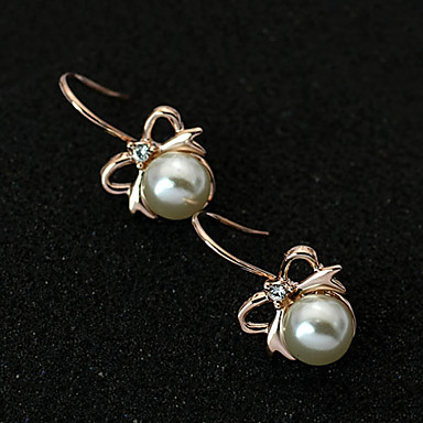 Модные Pearl Лук сплав 18K позолоченный Серьга