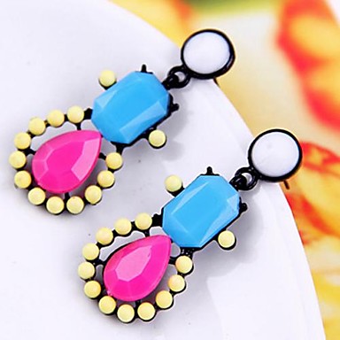 (1 шт) Сладкий (Красочные конфеты Цветные Gemstone Серьги) Черный Сплав Серьги падения (цвета Candy)