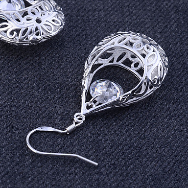 Lureme 925 Посеребренная Полые Teardrop серьги циркон