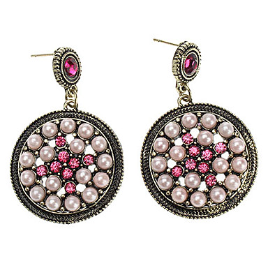 Ретро Сияющий диск Pearl Stud Earrings