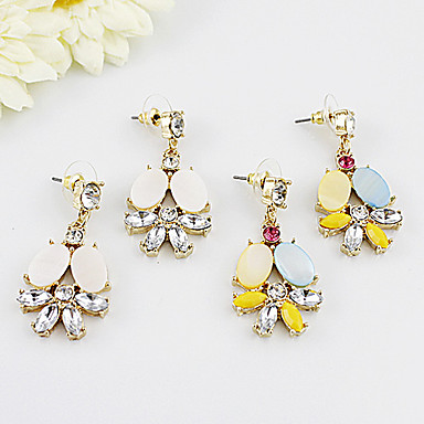 Падение Белый Желтый Rhinestone Вода дизайн серьги сплава