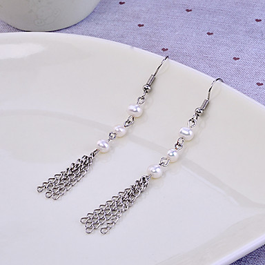 Родием кисточкой Pattern Серьги (белый)