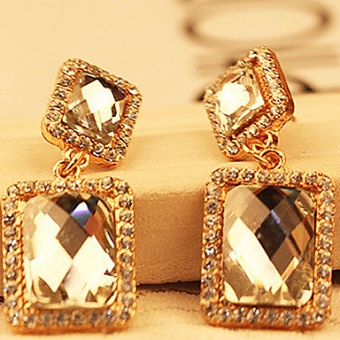 (1 шт) Мода (площадь) Rhinestone золота Серьги (золото)