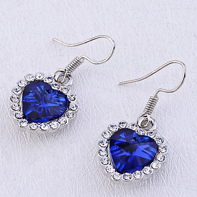 Lureme форме сердца стекло Rhinestone Серьги