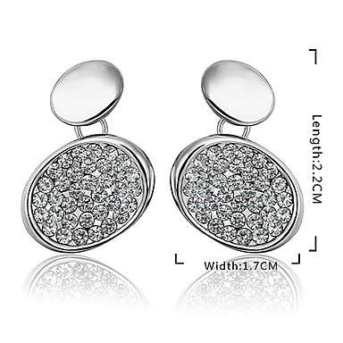 Мода Круглый Серебристый-покрытием сплава серьги падения с Rhinestone (1 пара) (Белый, фиолетовый)