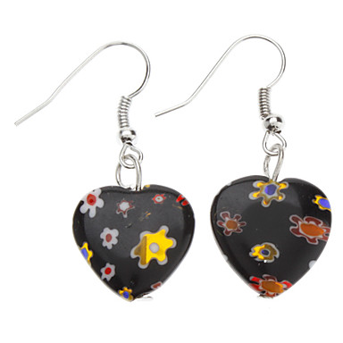 Heart Shape цветком внутри цветные серьги Glaze