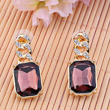 Lureme площади серьги Rhinestone стекла