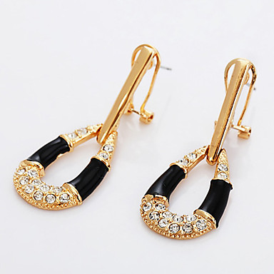Vintage 18K желтое Позолоченные австрийской Серьги мотаться Rhinestone