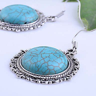 Сплав бирюзовые серьги круглый диск Pattern