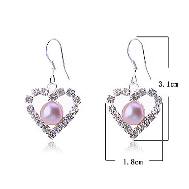 Сплав Перл Циркон Серьги Сердце Pattern