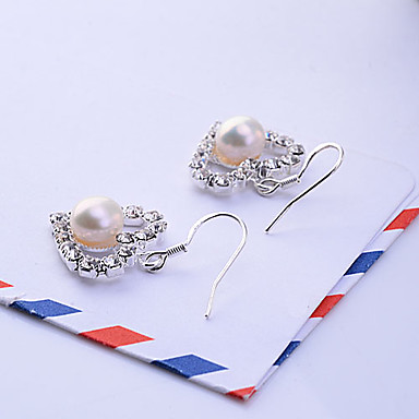 Сплав Перл Циркон Серьги Сердце Pattern