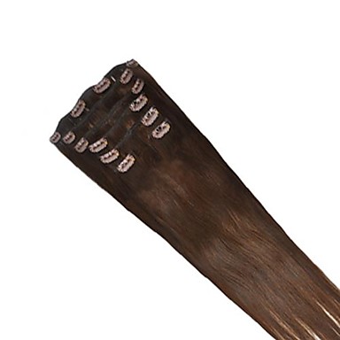 15 дюймов 7 шт 70g человеческих волос Remy Шелковистая прямая клипы в Extensns Дополнительные цвета