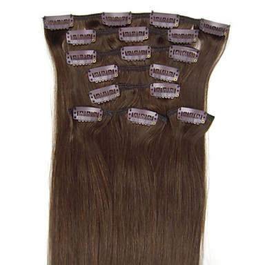 Клип 20Inch 7Pcs волос Remy В прямой Наращивание волос 100г Более темные цвета