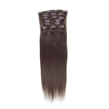 Клип 20Inch 7Pcs волос Remy В прямой Наращивание волос 100г Более темные цвета