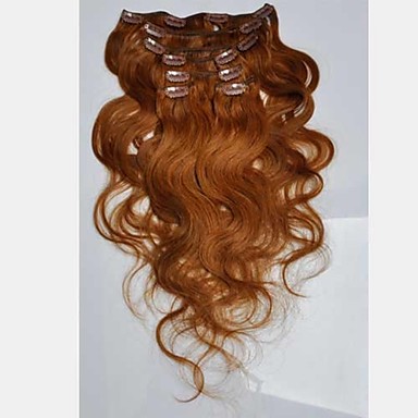 20 дюймовые 7 шт 70g человеческих волос Remy шелковистая Bodywavy клипы в наращивание волос больше цветов