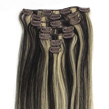 22-дюймовый 7Pcs 80g Ролик в Remy Hun человеческих волос Extensiin Прямые Несколько Цвета Q2280