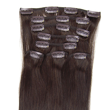 Клип 20Inch 7Pcs волос Remy В прямой Наращивание волос 100г Более темные цвета