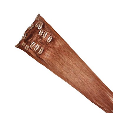 20-дюймовый 7 шт 70g человеческих волос Remy Шелковистая прямая клипы в Extensns Дополнительные цвета