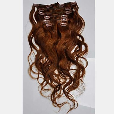 20 дюймовые 7 шт 70g человеческих волос Remy шелковистая Bodywavy клипы в наращивание волос больше цветов