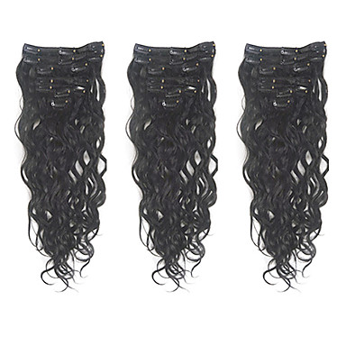 20 "Тело Волна Clip 8шт Реми бразильский правам Расширение волос # 1 Jet Black 70g/set