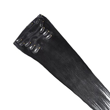 20-дюймовый 7 шт 70g человеческих волос Remy Шелковистая прямая клипы в Extensns Дополнительные цвета