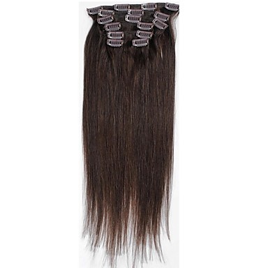 22-дюймовый 7 шт человеческих волос Шелковистая прямая клипы в наращивание волос 6 цветов