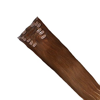 20-дюймовый 7 шт 70g человеческих волос Remy Шелковистая прямая клипы в Extensns Дополнительные цвета