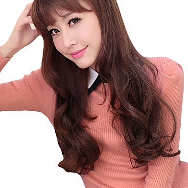 18-дюймовый Ролик в синтетических Темно-русый Волнистые наращивание волос с 5 зажимами