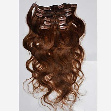 20 дюймовые 7 шт 70g человеческих волос Remy шелковистая Bodywavy клипы в наращивание волос больше цветов