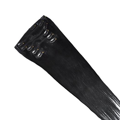 20-дюймовый 7 шт 70g человеческих волос Remy Шелковистая прямая клипы в Extensns Дополнительные цвета
