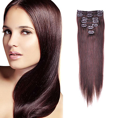 20Inch 7Pcs 100% человеческих волос Зажим-в наращивание волос (# 4)