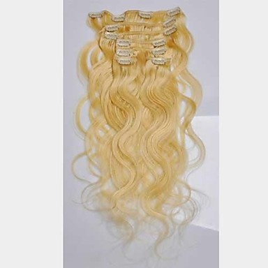 20 дюймовые 7 шт 70g человеческих волос Remy шелковистая Bodywavy клипы в наращивание волос больше цветов