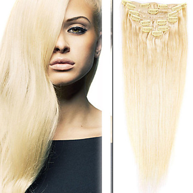 20 "Клип бразильского Виргинские волос в 7pcs 70g правам Расширение волос # 613