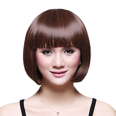 Монолитным Короткие высшего сорта синтетического японского Kanekalon Прямо Ретро Боб парик Полный взрыва