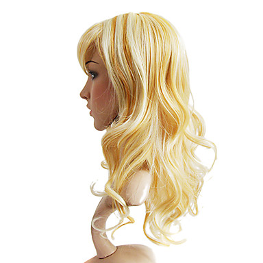 Монолитным высококачественных синтетических Golden вьющиеся волосы парики
