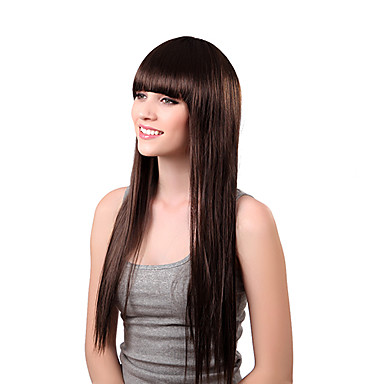 Парик из синтетических материалов с длинными волосами, коричневый