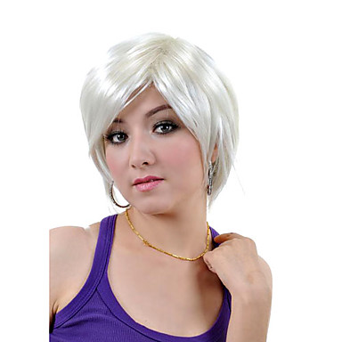 монолитным подбородка длиной синтетические белые прямые волосы парика (0463-6.10-239)