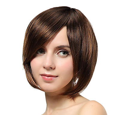 Монолитным коротких Brown Прямой синтетические парики