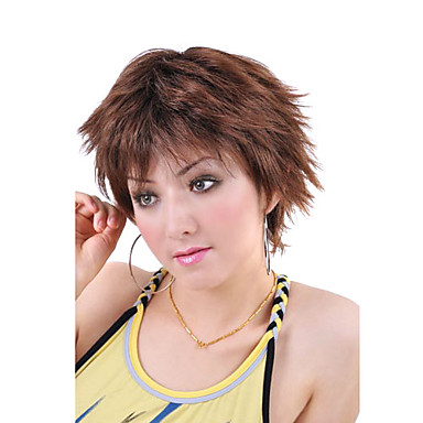 монолитным краткое высокого качества синтетической природы выглядеть золотисто-коричневый цвет прямо парик волос (0463-272)