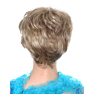 монолитным коротких синтетических блондинка фигурных парик волос (jf1216)