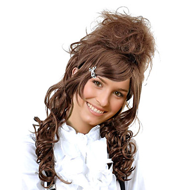 Монолитным высокого качества синтетического Длинные Blown Специальные Парики волос