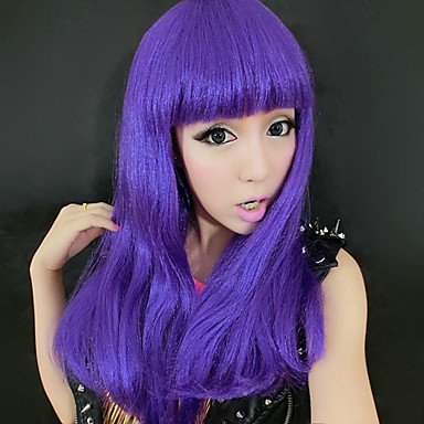 Магия Фиолетовый полный взрыв Синтетические длинными вьющимися парик