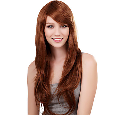 Монолитным долго синтетического Золотая блондинка студент прямой парик волос сторону взрыва