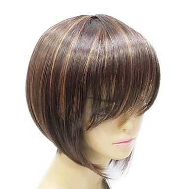 Монолитным Синтетический Высокое качество Браун короткий парик