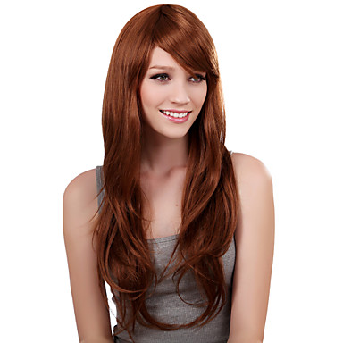 Монолитным долго синтетического Золотая блондинка студент прямой парик волос сторону взрыва