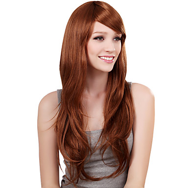 Монолитным долго синтетического Золотая блондинка студент прямой парик волос сторону взрыва