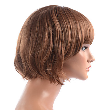 Монолитным высококачественных синтетических Golden Brown завитые парики волос Cute